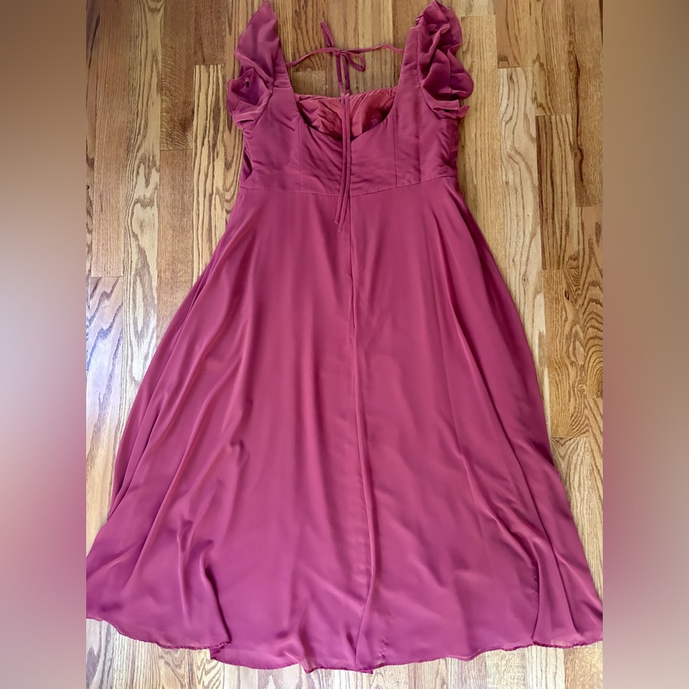 AZAZIE BONDI
Terracotta A-Line Ruffled Chiffon Dress - Picture 5 of 8